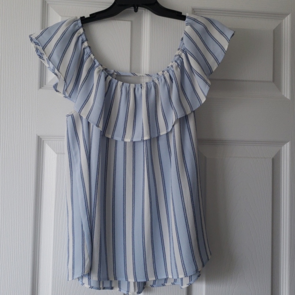 Blue white striped top